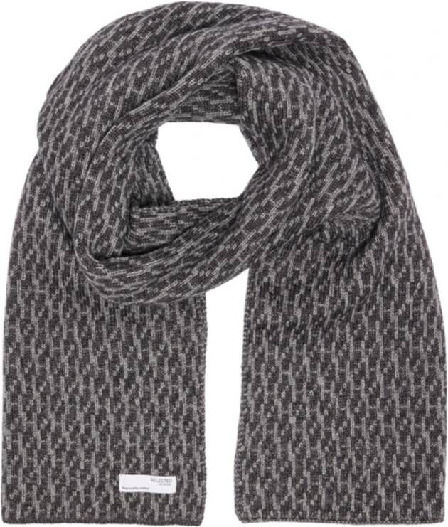 SELECTED HOMME sjaal SLHCARTHER met jacquard grijs