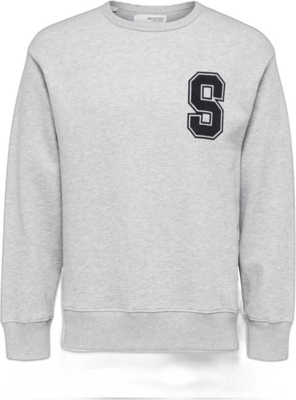 Selected Homme Sweatshirt ronde hals Selected Slhoversizepiagi Grijs Heren