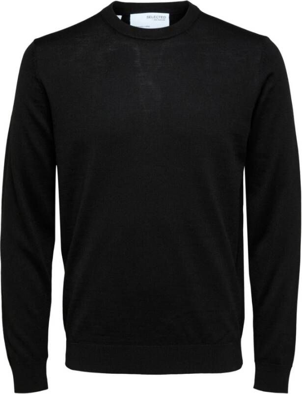 SELECTED HOMME Heren Truien & Vesten Slhtown Merino Coolmax Knit Crew Zwart