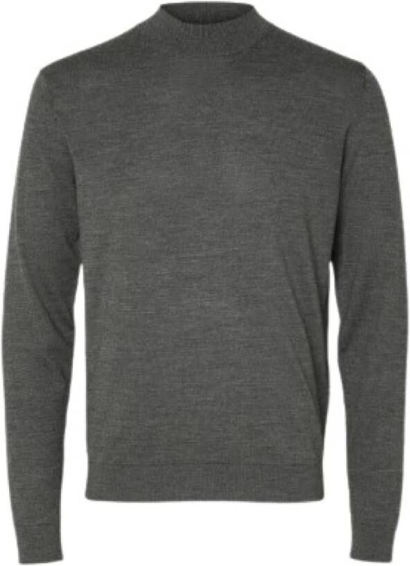 Selected Homme Medium Grijze Merino Wol Coolmax Trui Gray Heren