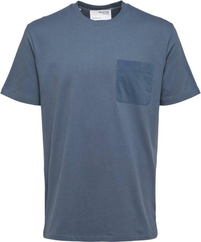 Selected Homme T-shirt Selected Slhrelaxarvid O-Neck Blauw Heren