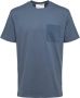 SELECTED HOMME Heren Polo's & T-shirts Slhrelaxarvid Ss O-neck Blauw - Thumbnail 2