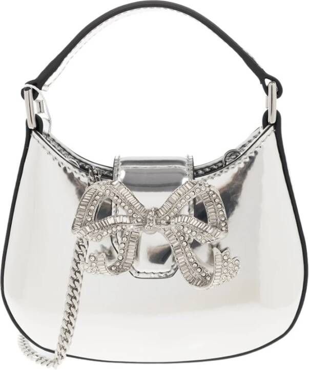 Self-portrait Crossbody bags Curved Bow Micro Shoulder Bag in zilver
