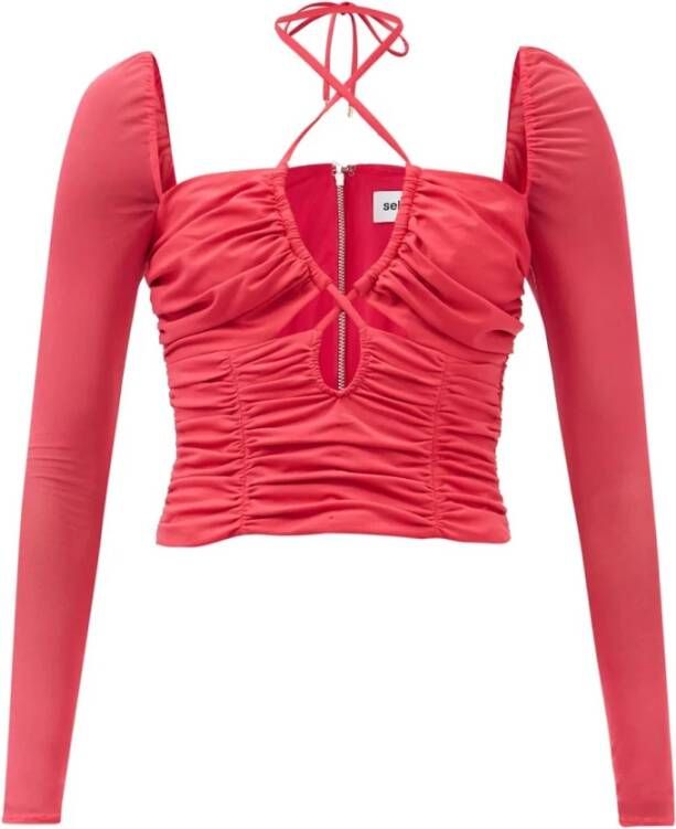 Self Portrait Edgy Halter Neck Cut Out Top Roze Dames