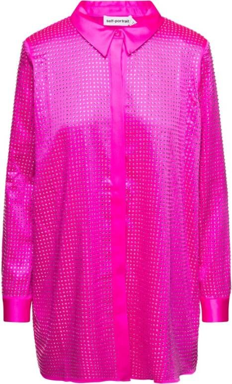 Self Portrait Fuchsia Kristalversierde Shirt Roze Dames