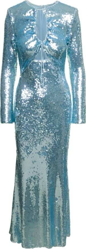 Self Portrait Maxi-jurk met pailletten en uitsnijdingen Blue Dames