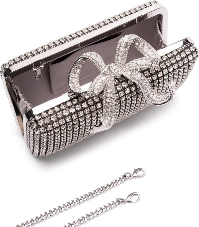Self Portrait Kristallen box clutch tas met strassstenen Gray Dames - Foto 3