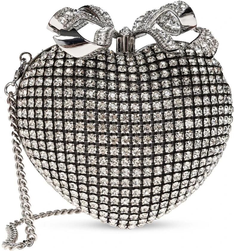Self Portrait Hartvormige Strass Handtas met Strik Gray Dames