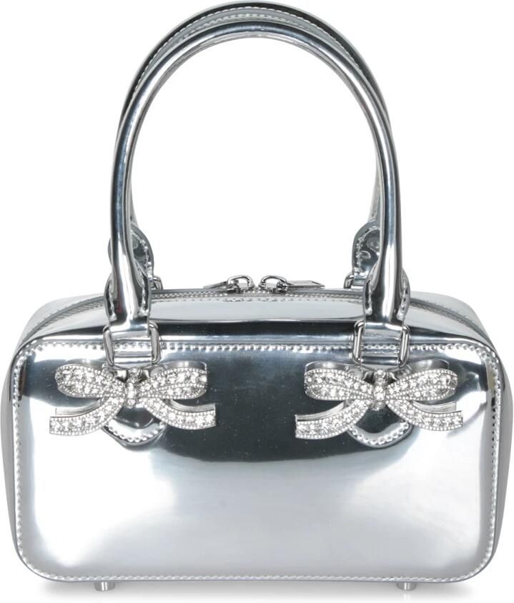 Self-portrait Totes & shoppers Mini Tote Bag Leather Silver in zilver
