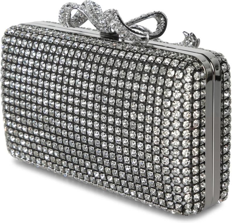 Self Portrait Kristallen box clutch tas met strassstenen Gray Dames - Foto 5