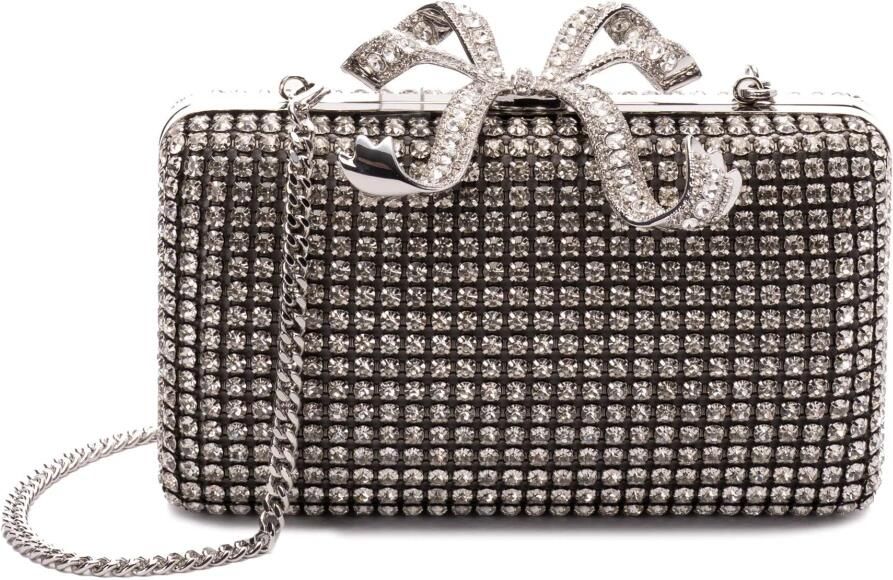 Self Portrait Kristallen box clutch tas met strassstenen Gray Dames