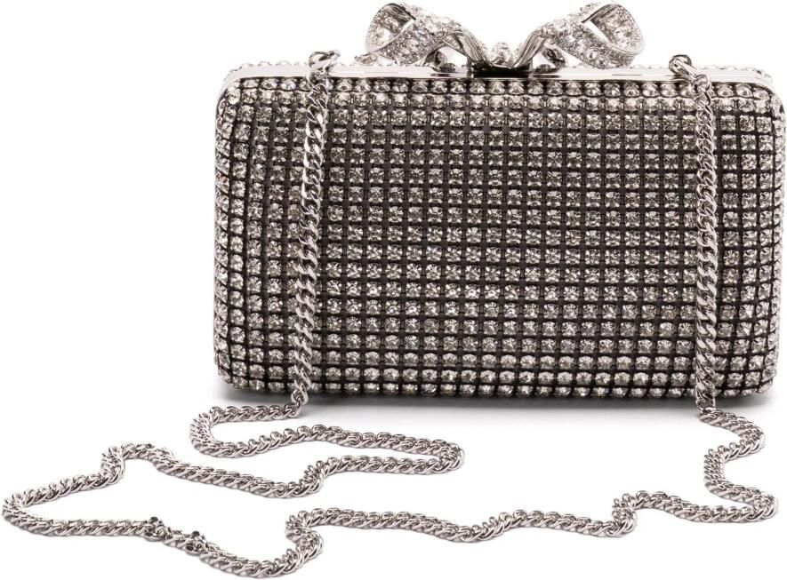 Self Portrait Kristallen box clutch tas met strassstenen Gray Dames - Foto 6