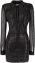 Self Portrait Zwarte jurk met gewatteerde schouders Zwart Dames - Thumbnail 1