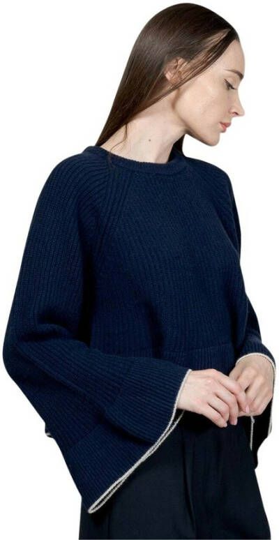 Semicouture Flared Wool Sweater Blauw Dames