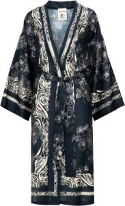Semicouture Gedrukte Twill Kimono Jurk Zwart Dames