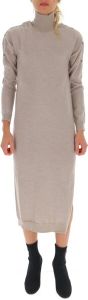 Semicouture Knitted mock-neck dress Beige Dames