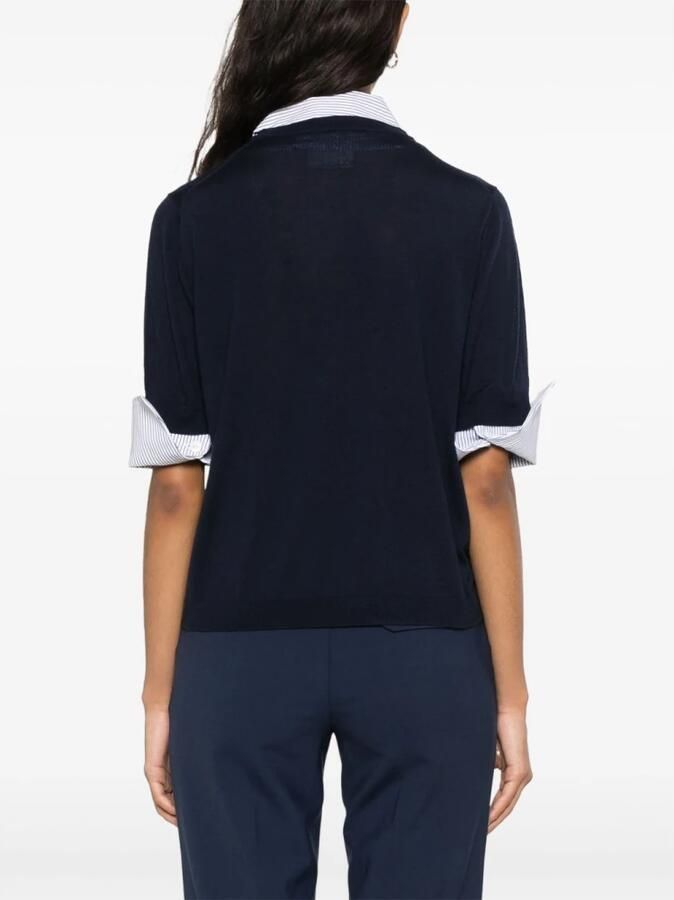 Semicouture Blauwe Gestreepte Trui met Afneembare Kraag Blue Dames - Foto 4