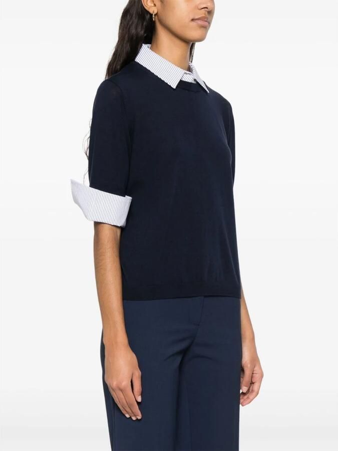 Semicouture Blauwe Gestreepte Trui met Afneembare Kraag Blue Dames - Foto 3