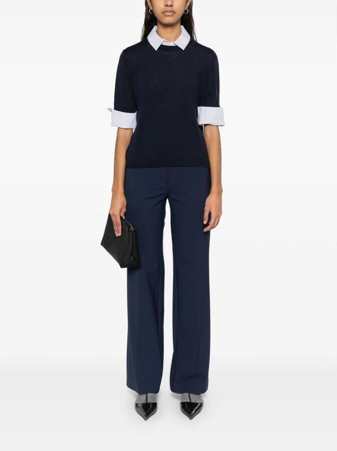 Semicouture Blauwe Gestreepte Trui met Afneembare Kraag Blue Dames - Foto 5