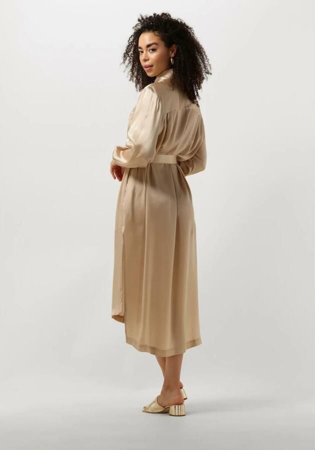 Semicouture Beige Satijnen Lange Chemisier Jurk Beige Dames - Foto 2