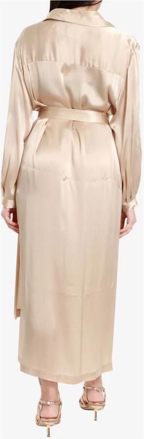 Semicouture Beige Satijnen Lange Chemisier Jurk Beige Dames - Foto 6