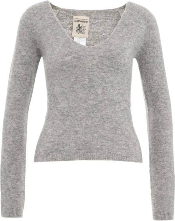 Semicouture V-neck Knitwear Grijs Dames