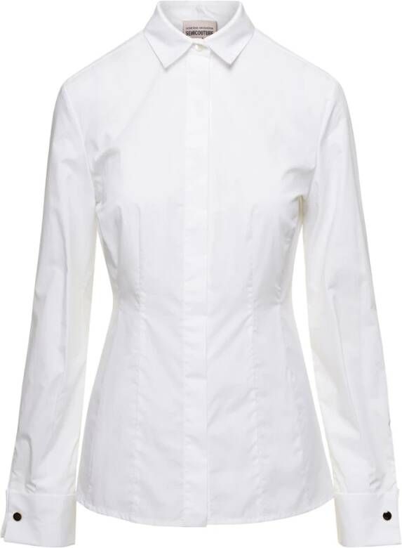 Semicouture Witte Poplin Overhemd White Dames