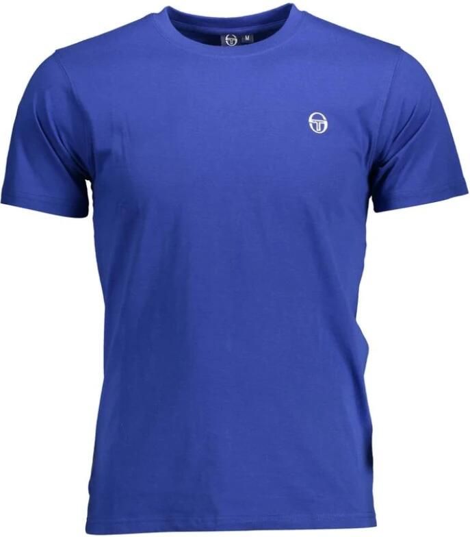 Sergio Tacchini Blauw Geborduurde Crewneck Katoenen T-shirt Blue Heren