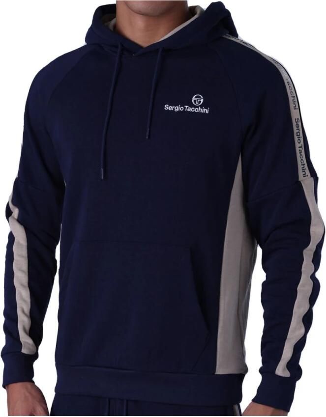 Sergio Tacchini Blauwe Logo Hoodie Zijstreep Blue Heren - Foto 4