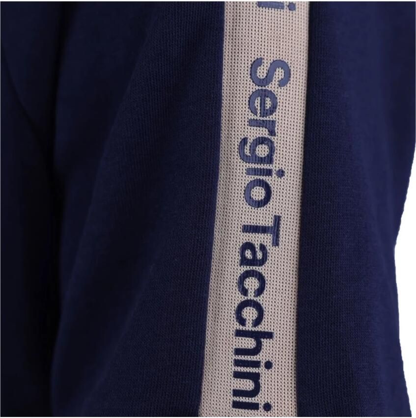Sergio Tacchini Blauwe Logo Hoodie Zijstreep Blue Heren