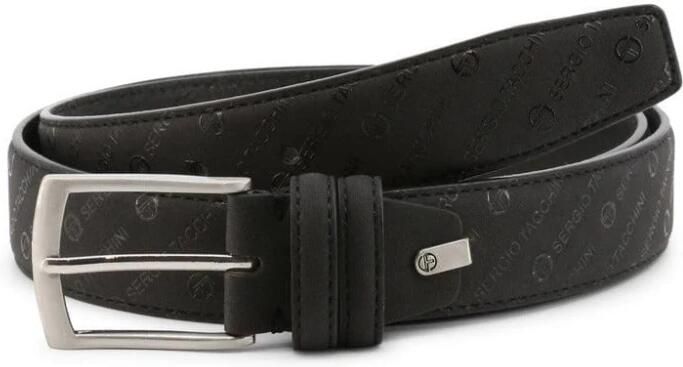 Sergio Tacchini Gestanst leren riem Model St123 Black Heren