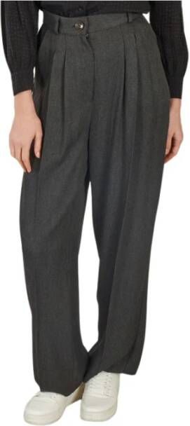 Sessun Zwarte Hoge Taille Viscose Broek Gray Dames