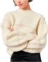 Sessun Metallic Jacquard V-Hals Trui Beige Dames - Thumbnail 3