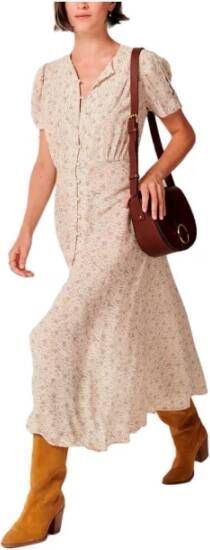 Sessun Floral print long dress Adelaida Beige Dames