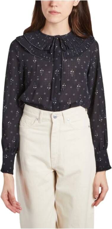 Sessun Gerimpelde Rosa Blouse Blauw Dames