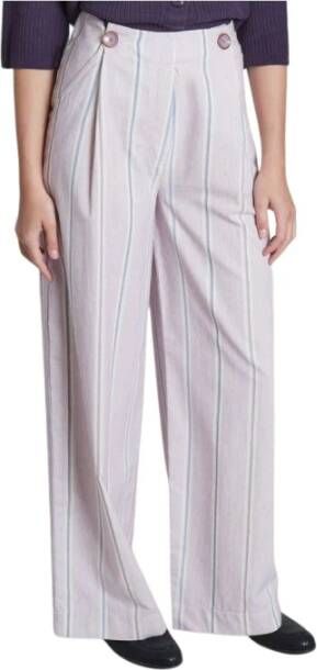 Sessun Gestreepte Wijde Broek Beige Dames
