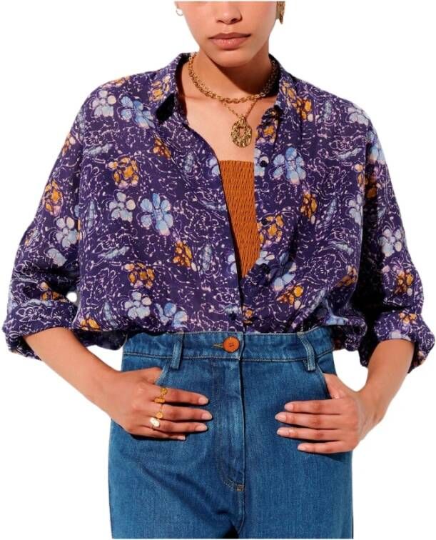 Sessun Hanano floral print loose shirt Blauw Dames