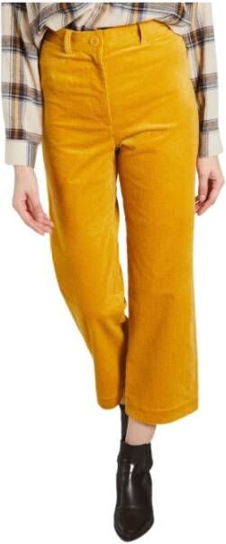 Sessun Hoge taille Cookie Co Fluwelen Broek Geel Dames