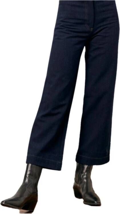 Sessun Indigo Hoge Taille Denim Broek Blauw Dames