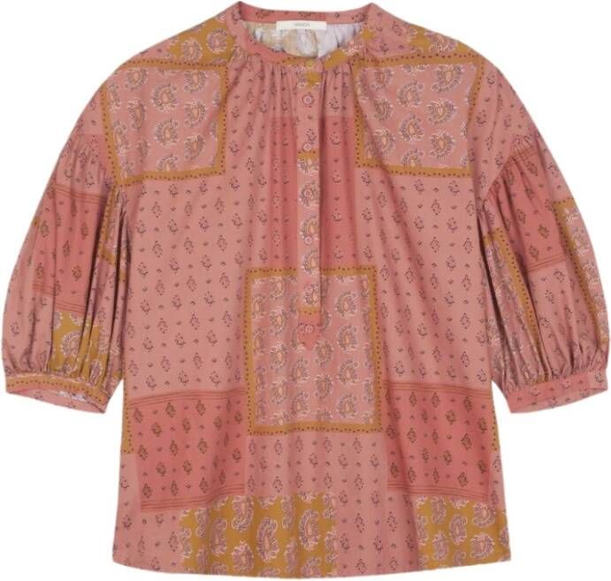 Sessun Katoenen blouse met fancy patroon kunstenaar Roze Dames