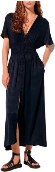 Sessun Textured long dress with short sleeves Gala Blauw Dames