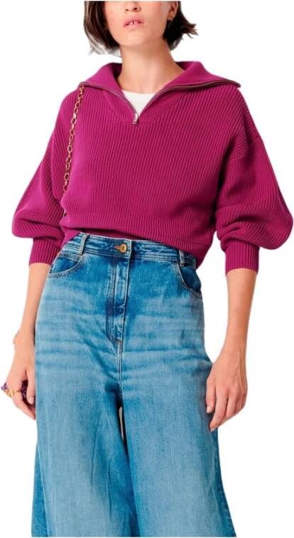 Sessun Truckette ribbed sweater Paars Dames