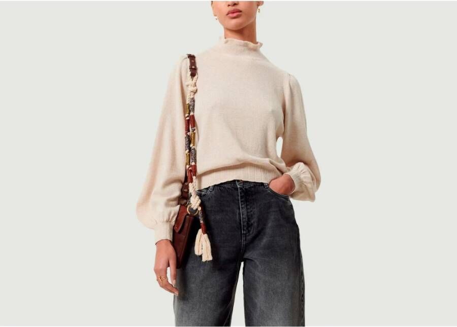 Sessun Dolna Jumper Lange Mouwen Hoge Kraag White Dames