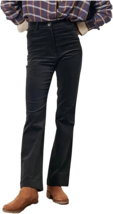 Sessun Velvet Bootcut Broek met Hoge Taille Zwart Dames