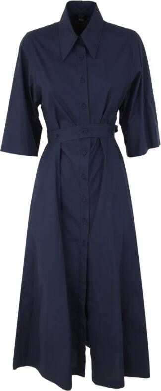 Seventy Chemisier Dress With Medium Sleeves Belt AND Buttons Blauw Dames