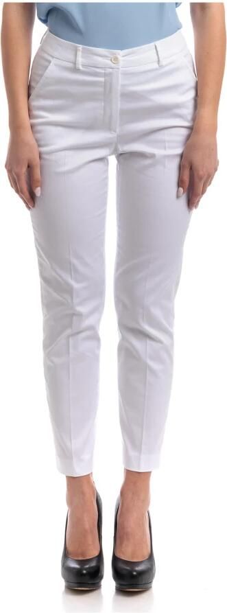 Seventy Slim Fit Katoenen Stretch Enkellange Broek White Dames