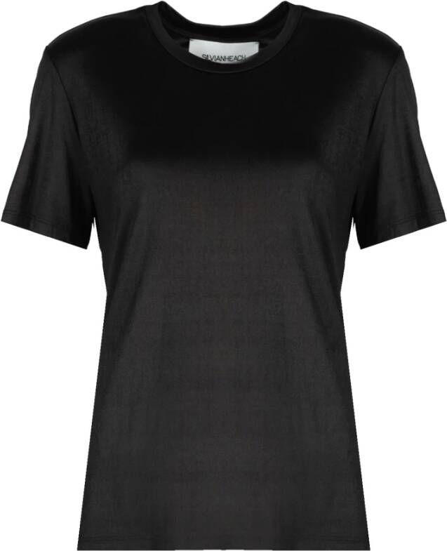 Silvian Heach Basis Ronde Hals T-Shirt met Korte Mouwen Black Dames