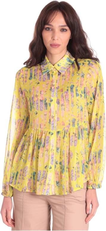 Silvian Heach Oversized Bloemenprint Shirt Geel Dames