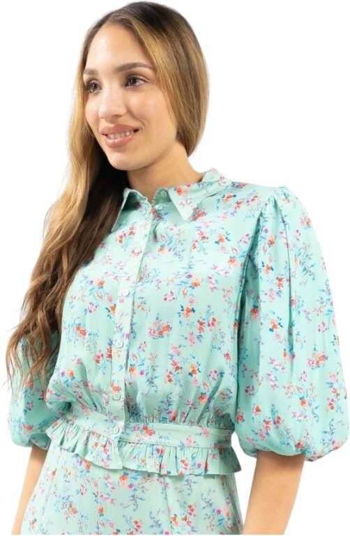 Silvian Heach Floral Fantasy Shirt With Elbow Balloon Sleeves Groen Dames