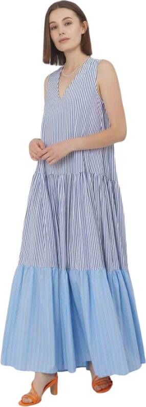 Silvian Heach Flounce Dress With Contrasting Pattern Blauw Dames